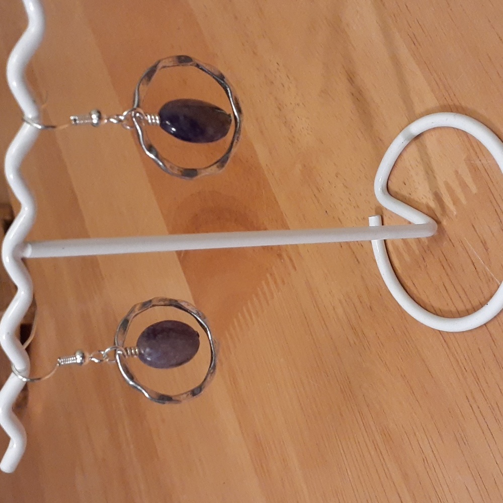 Genuine Charoite Gemstone Pierced Earrings GG139